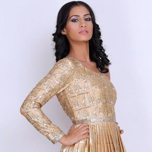 Buy Golden One Shoulder Anarkali for Sale